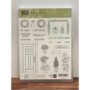 NIP STAMPIN' UP! 143681 AT HOME WITH YOU PHOTOPOLYMER STAMP SET DOOR WREATH